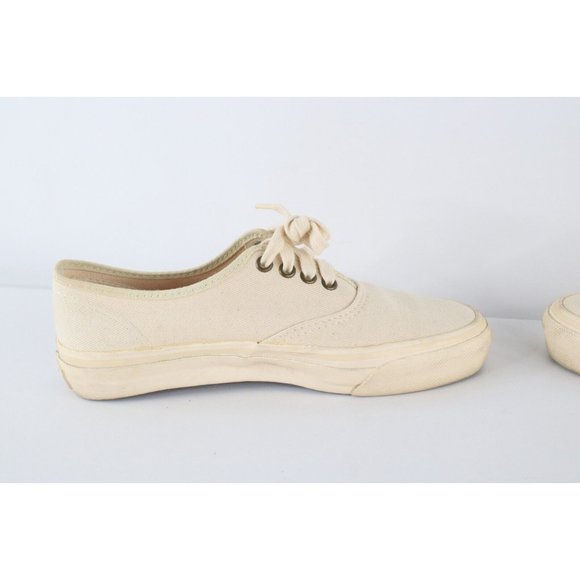 Vintage 80s 90s Vans Skateboarding Mens 8.5 Canvas Sneakers Shoes Beige USA main image 4